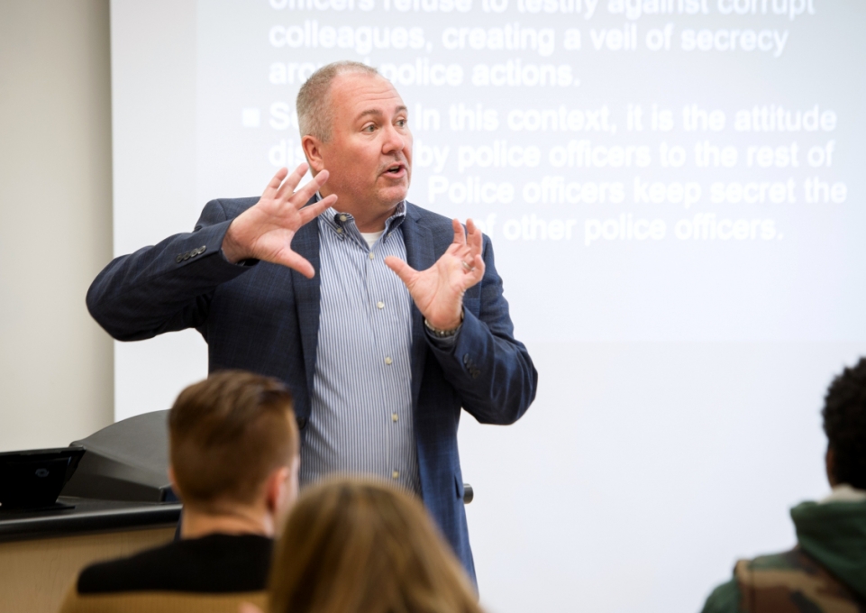 James Sobol presenting to a class