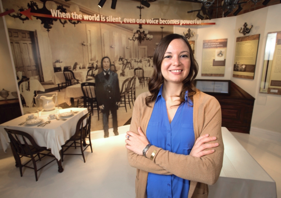 Ally Spongr in the Underground Railroad Heritage Center